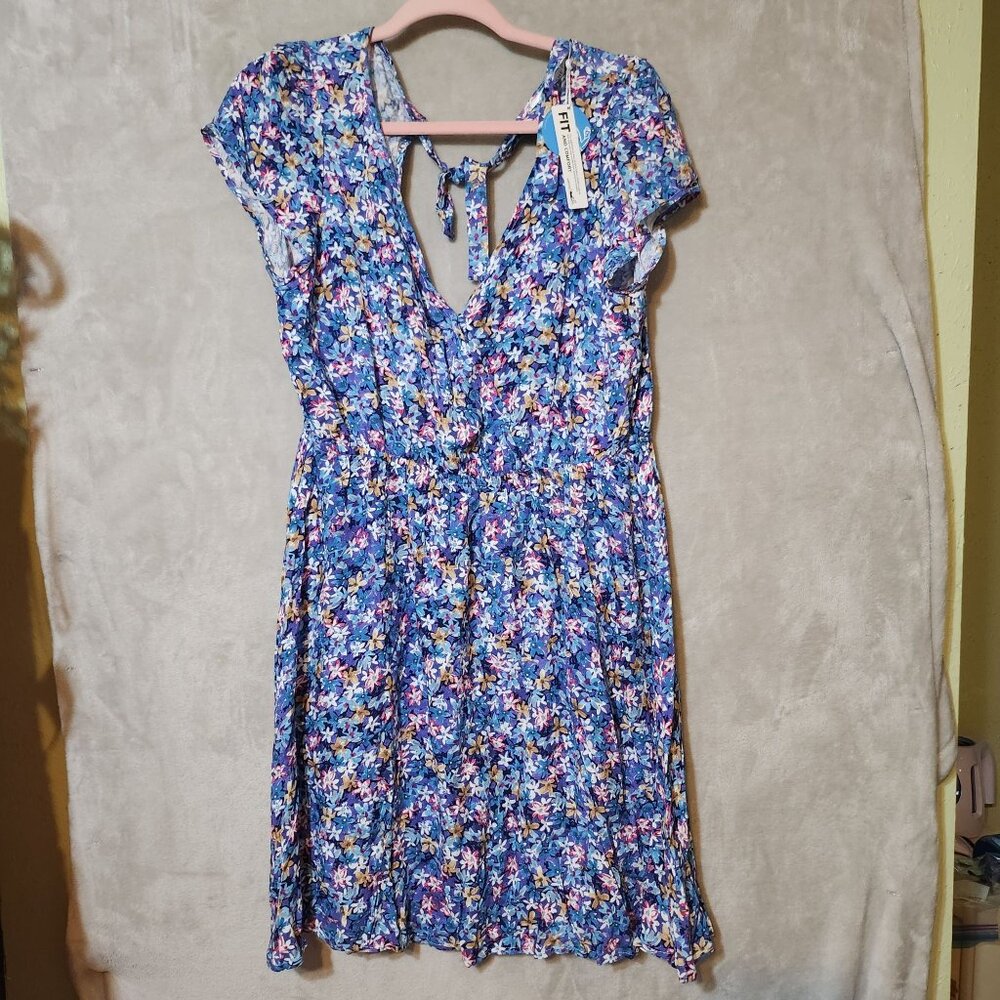 Cupshe‎ Chic Floral V-Neck Mini Dress With Back Tie Short Sleeves Romantic 70  L - Picture 9 of 9
